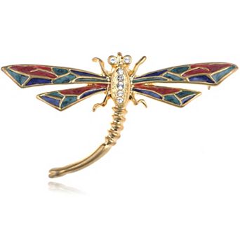 Women's Pearlescent Red Dragonfly Brooch Pin