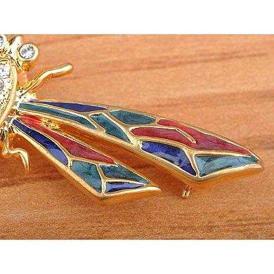 Women's Pearlescent Red Dragonfly Brooch Pin