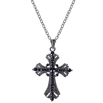 Women's Religious Cross Pendant Necklace Aquamarine