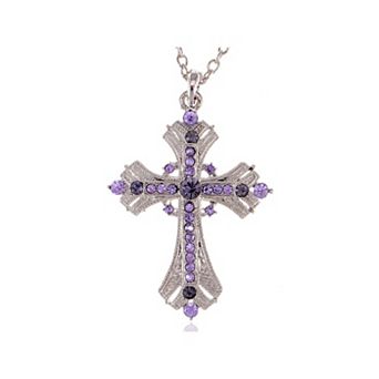 Women's Religious Cross Pendant Necklace Aquamarine