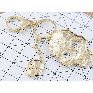 Women's Cracked Spooky Two Skull Face Head Key Chain