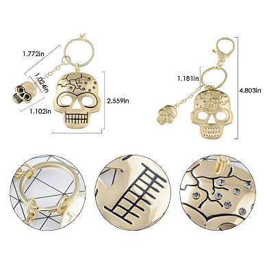Women's Cracked Spooky Two Skull Face Head Key Chain