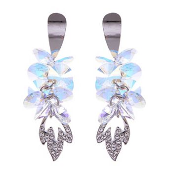 Women's Element Silver Aurora Borealis Colored Leaf Fire Dangle Earrings