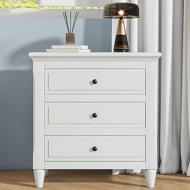 28'' Nightstand with 3 Spacious Drawers, Smooth Gliding Rails,for Bedroom, Living Room, Office