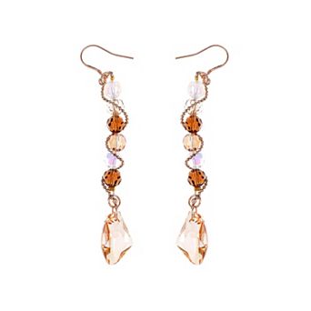 Women's Element Topaz Colored Beads Spiral Dangle Drop Fish Hook Earrings