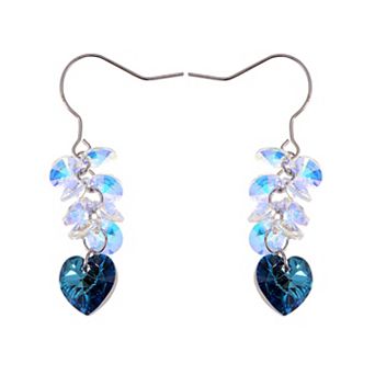 Women's Element Heart Aurora Borealis Colored Cluster Dangle Earrings