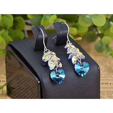Women's Element Heart Aurora Borealis Colored Cluster Dangle Earrings