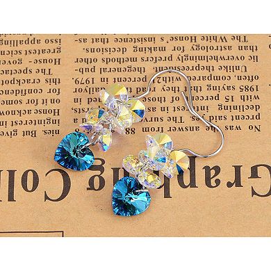 Women's Element Heart Aurora Borealis Colored Cluster Dangle Earrings