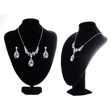Women's Pearl Element Teardrop Dangle Earring Necklace Set