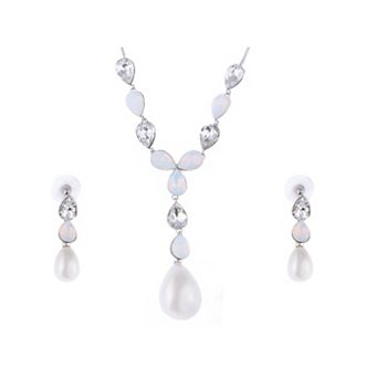Women's Pearl Element Embellished Charm Earring Necklace Set
