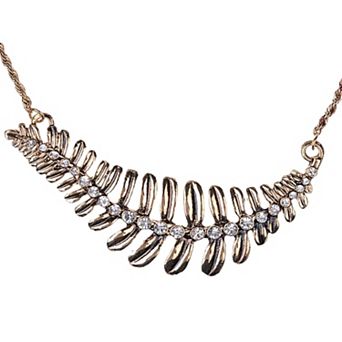 Women's Vintage Fossil Leaf Plant Pendant Crest Necklace