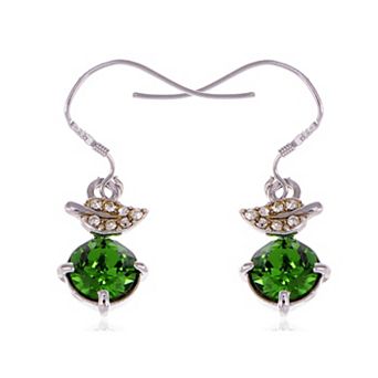 Women's Element Silver Leaf Circle Fish Hook Dangle Earrings