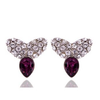 Women's Element Silver Amethyst Colored Contemporary Petal Stud Earrings