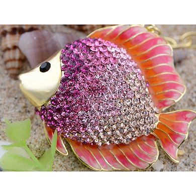 Women's Fire Opal Angel Piranha Fish Keychain