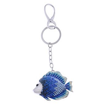 Women's Fire Opal Angel Piranha Fish Keychain