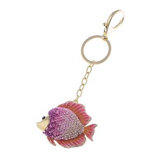 Women's Fire Opal Angel Piranha Fish Keychain