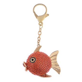 Women's Fire Opal Angel Piranha Fish Keychain