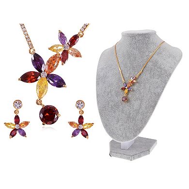 Women's Autumn Carnival Dangle Star Flower Earring Necklace Jewel Set