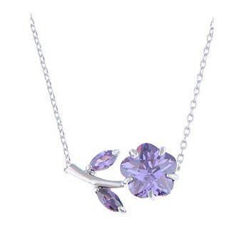 Women's Tanzanite Single Laying Daisy Floral Element Necklace