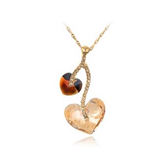Women's Light Peach Smoked Topaz Double Hearts Fruit Element Necklace