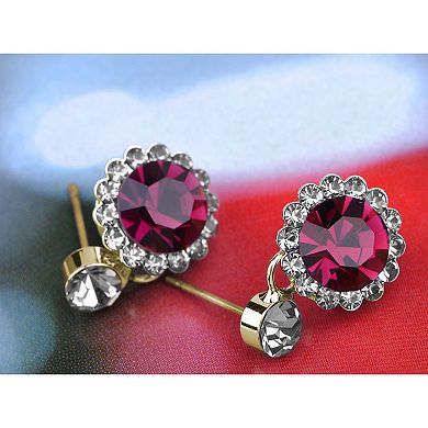 Women's Rose Red Silver Multi Flower Heart Necklace Earring Set