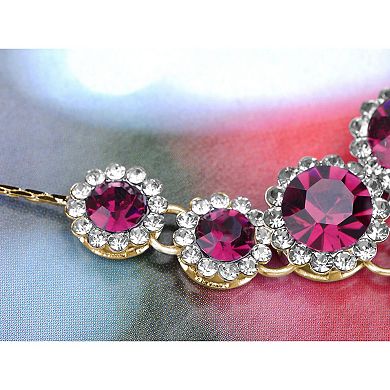 Women's Rose Red Silver Multi Flower Heart Necklace Earring Set
