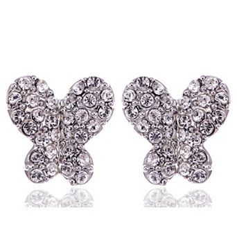 Women's Element Silver Colored Butterfly Insect Stud Earrings