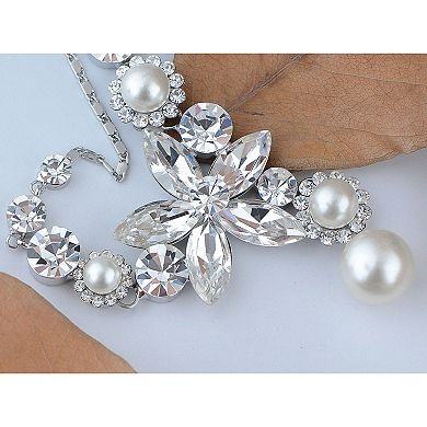 Women's Pearlescent Element Single Flower Earring Necklace Set