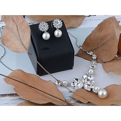 Women's Pearlescent Element Single Flower Earring Necklace Set