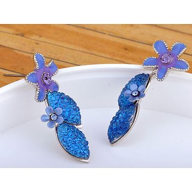 Women's Sapphire Ocean Floral Garden Element Earring Necklace Set