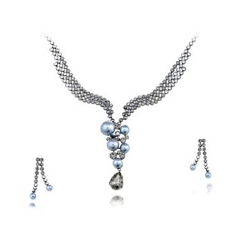 Women's Cool Pearl Classic Trickling Element Earring Necklace Set