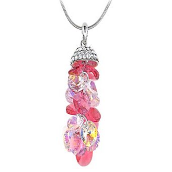 Women's Rose Studded Pinecone Like Clustered Dangling Element Necklace