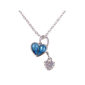 Women's Zircon Elements Dual Hearts Necklace