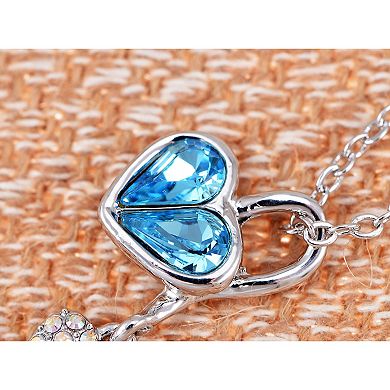 Women's Zircon Elements Dual Hearts Necklace