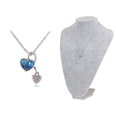 Women's Zircon Elements Dual Hearts Necklace