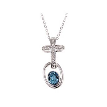 Women's Silver Zircon Elements Cross Orb Necklace
