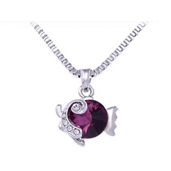 Women's Element Amethyst Round Under Sea Fish Pendant Necklace