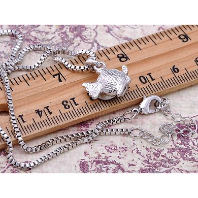 Women's Element Amethyst Round Under Sea Fish Pendant Necklace