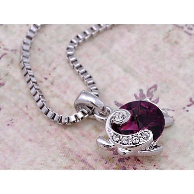 Women's Element Amethyst Round Under Sea Fish Pendant Necklace