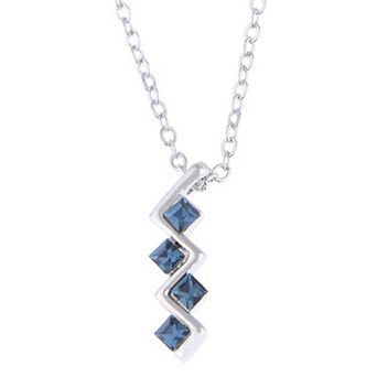 Women's Classic Square Silver Zigzag Pendant Necklace