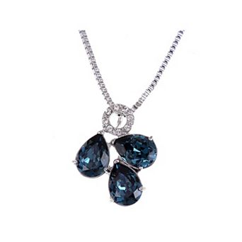 Women's Element Sapphire Teardrop Trio Cluster Pendant Necklace
