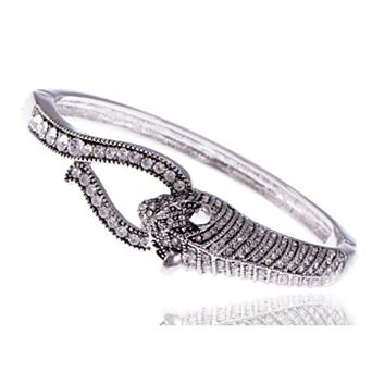 Women's Elements Encrusted Fierce Jaguar Head Bangle Bracelet