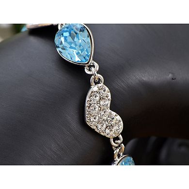 Women's Elements Aquamarine Teardrop Leaves Link Bracelet