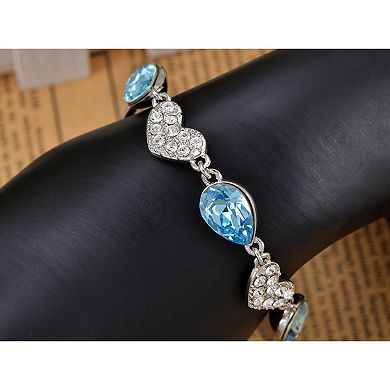 Women's Elements Aquamarine Teardrop Leaves Link Bracelet