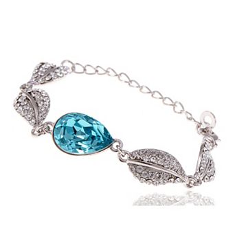 Women's Elements Aquamarine Teardrop Leaves Link Bracelet