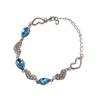Women's Elements Aquamarine Teardrop Leaves Link Bracelet
