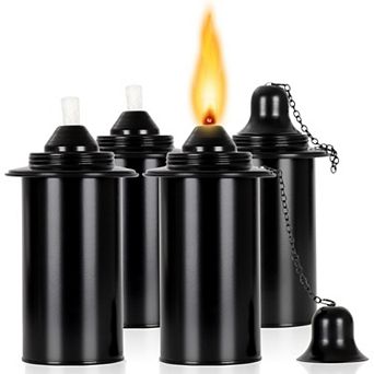 Outdoor Torch Canister Replacement 12oz Wide Mouth Fiberglass Wick 4 pc for Patio Garden