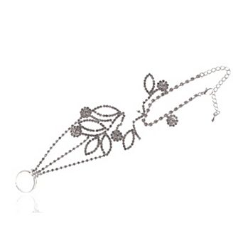 Women's Indian Sprouting Flower Bloom Leaf Bridal Finger Ring Bracelet