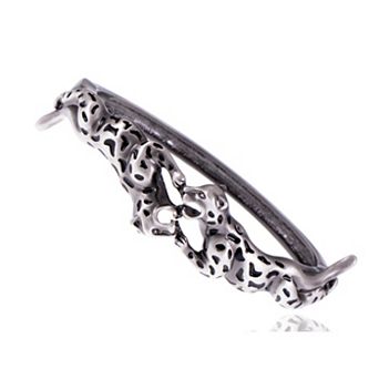 Women's Antique Dueling Spotted Leopards Bangle Bracelet