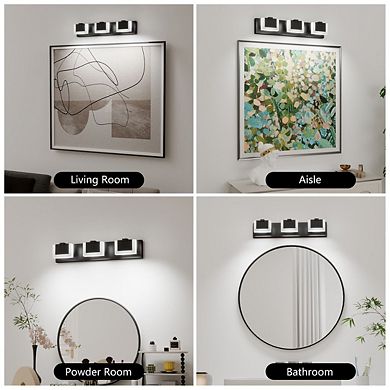 3-Light Modern LED Vanity Light, Dimmable, Waterproof Bathroom Wall Light